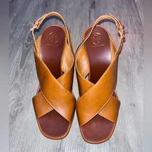 Tori Burch leather wedge size 8
